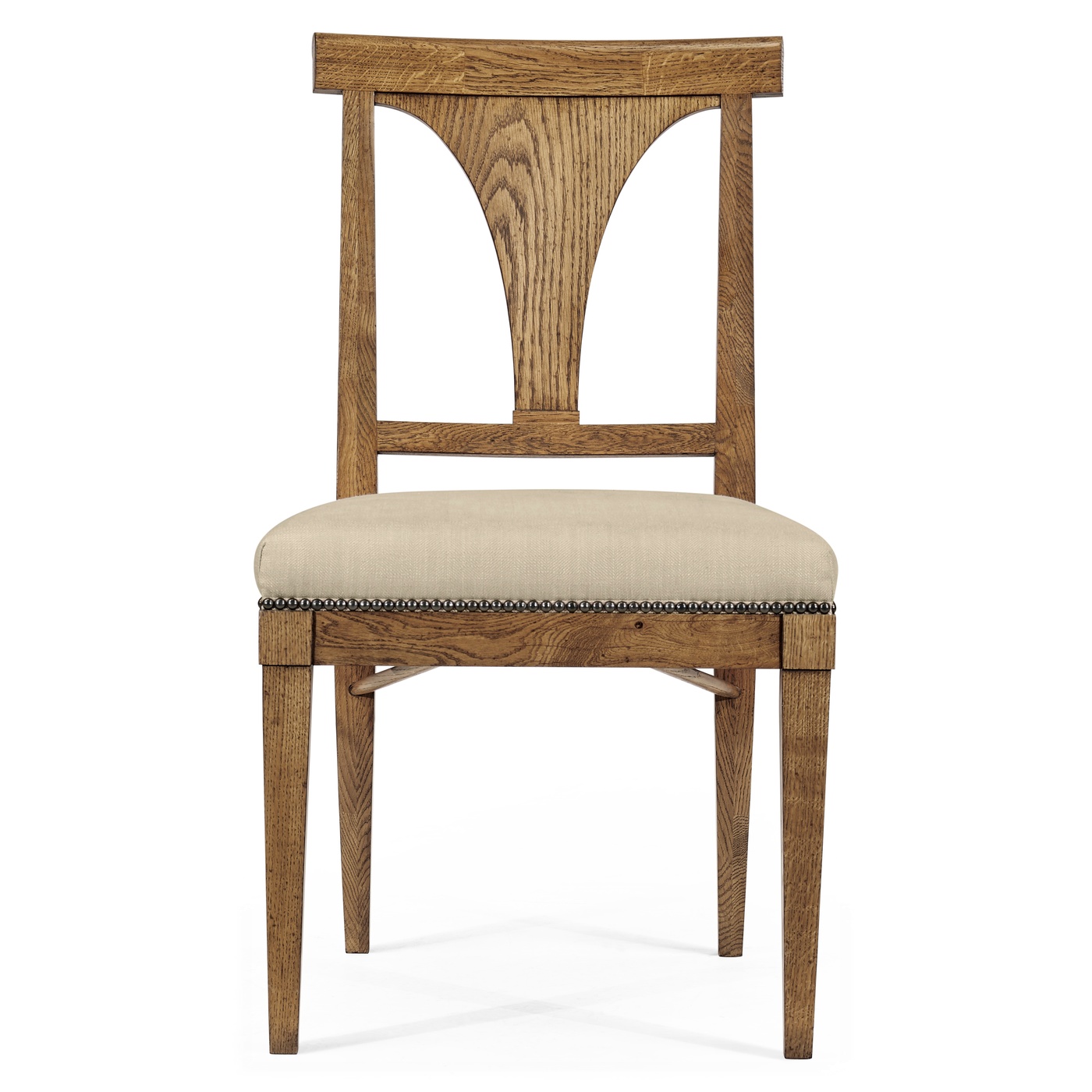Cut-Out English Brown Oak Dining Side Chair