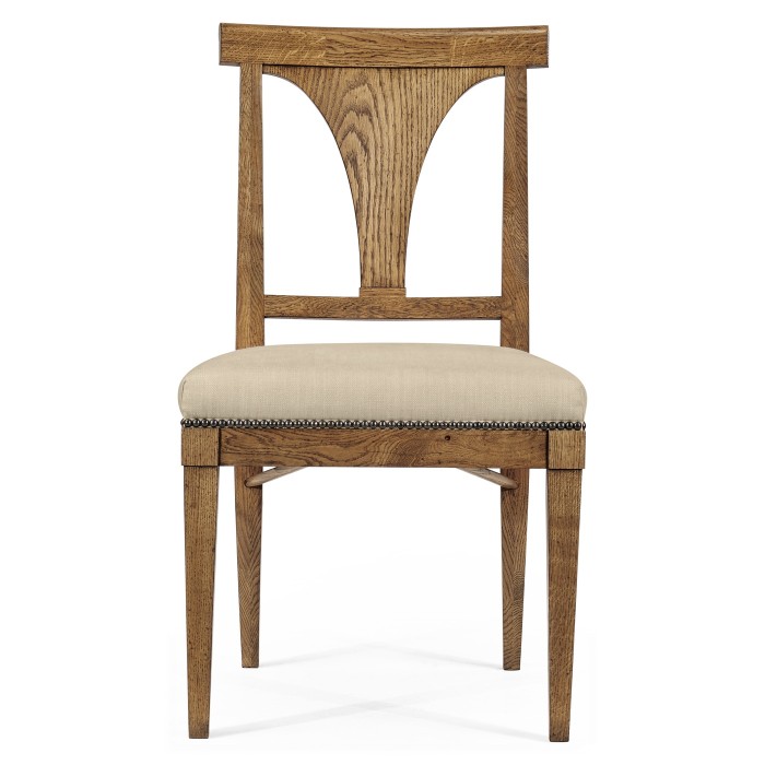 Cut-Out English Brown Oak Dining Side Chair