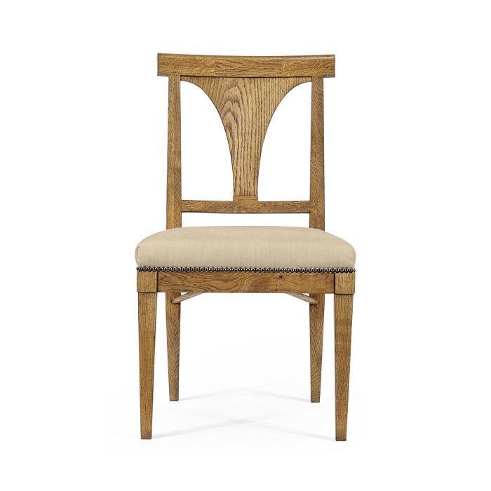 Cut-Out English Brown Oak Dining Side Chair