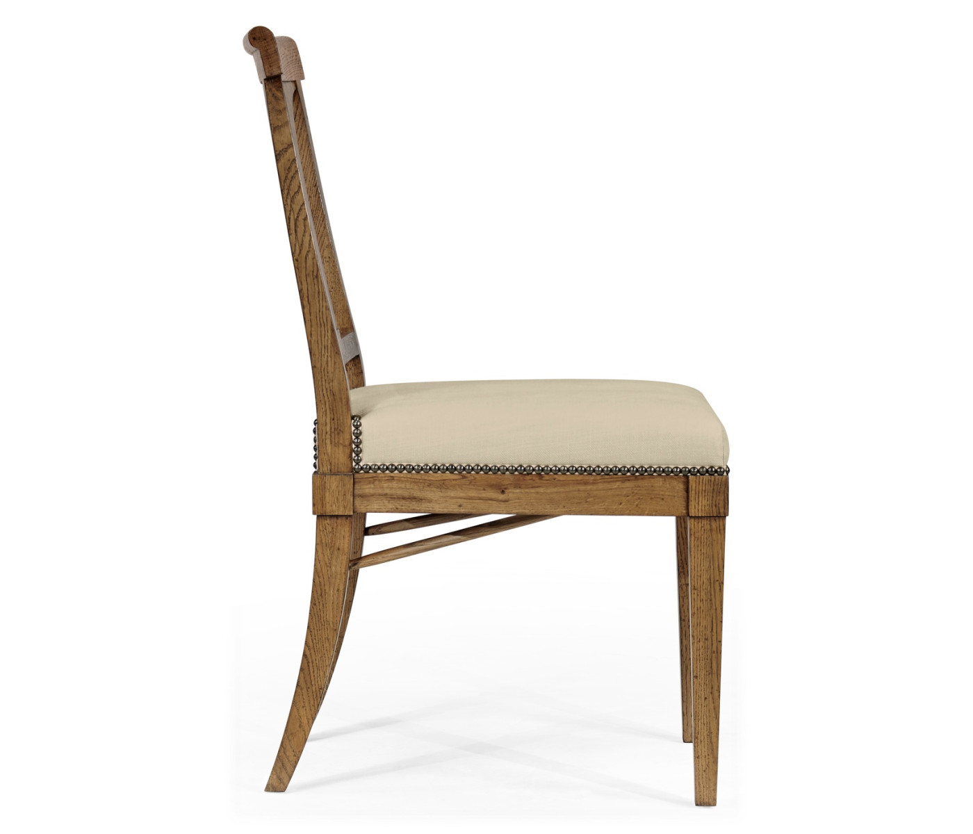 Cut-Out English Brown Oak Dining Side Chair