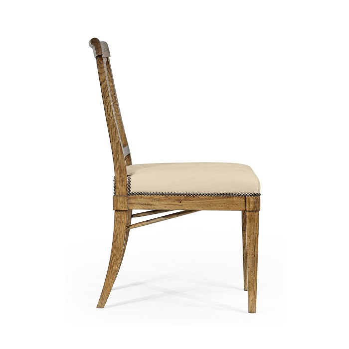 Cut-Out English Brown Oak Dining Side Chair
