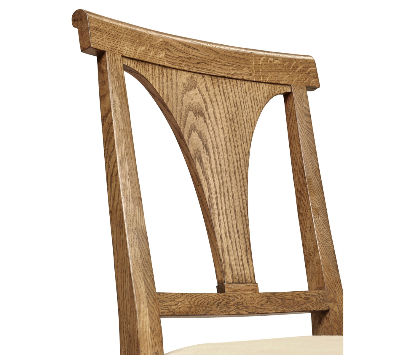 Cut-Out English Brown Oak Dining Side Chair