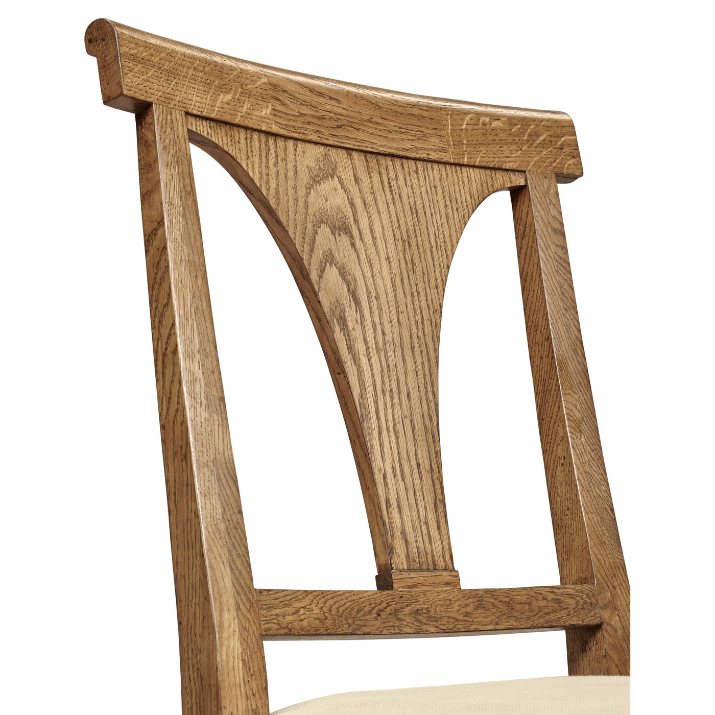 Cut-Out English Brown Oak Dining Side Chair