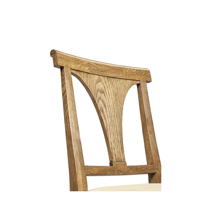Cut-Out English Brown Oak Dining Side Chair