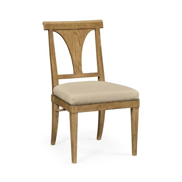 Cut-Out English Brown Oak Dining Side Chair