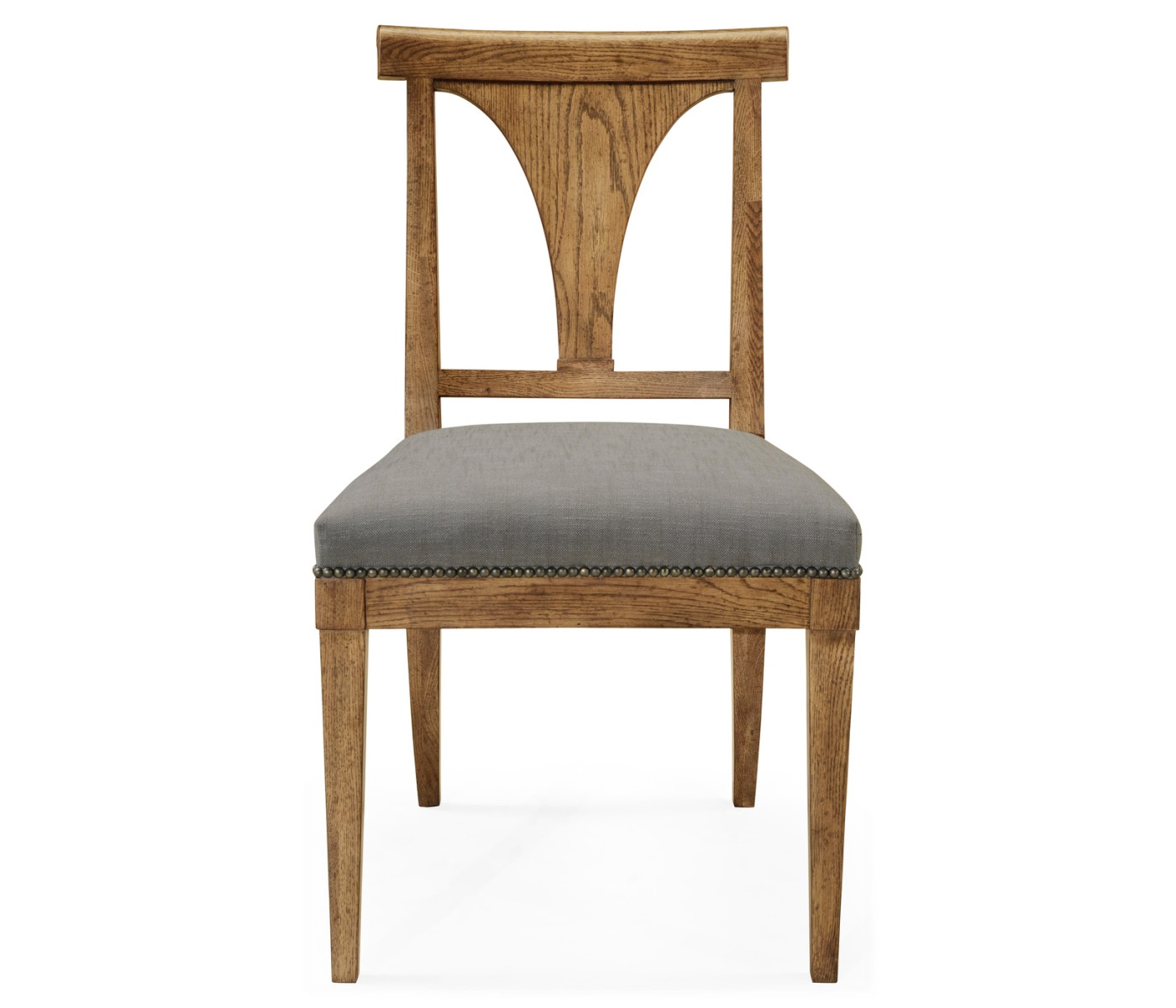 Cut-Out English Brown Oak Dining Side Chair