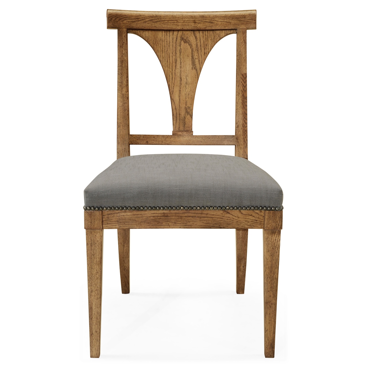 Cut-Out English Brown Oak Dining Side Chair