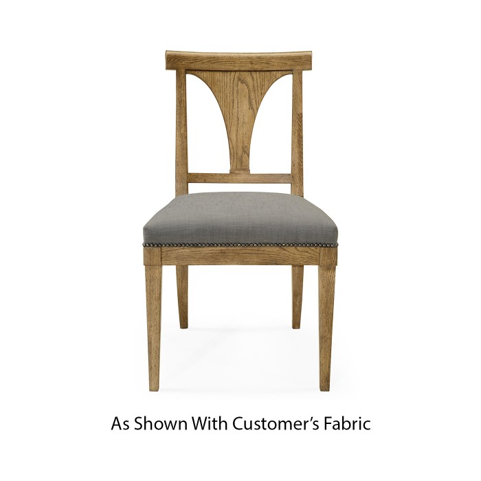 Cut-Out English Brown Oak Dining Side Chair