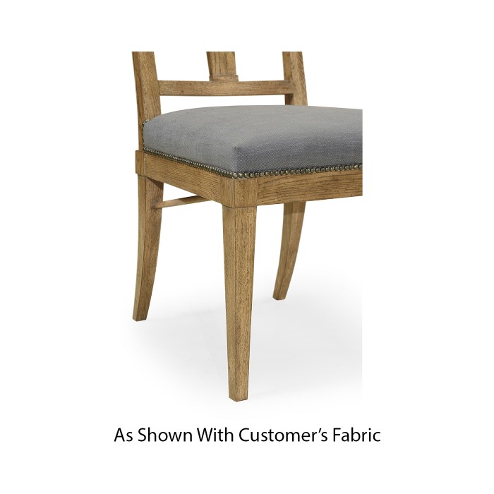Cut-Out English Brown Oak Dining Side Chair