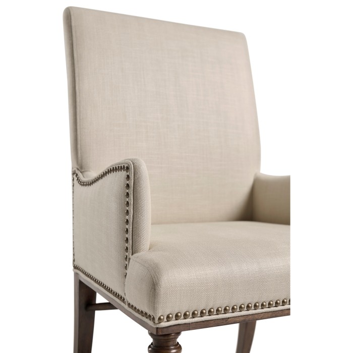 Square Back Bleached Crotch Walnut Dining Arm Chair