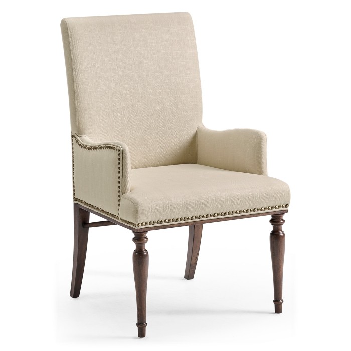 Square Back Bleached Crotch Walnut Dining Arm Chair