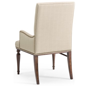 Square Back Bleached Crotch Walnut Dining Arm Chair
