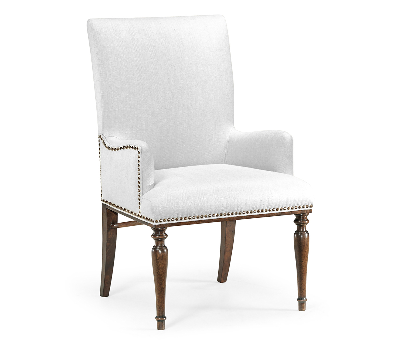 Square Back Bleached Crotch Walnut Dining Arm Chair