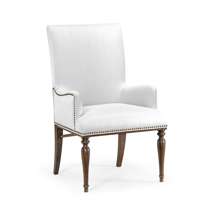 Square Back Bleached Crotch Walnut Dining Arm Chair