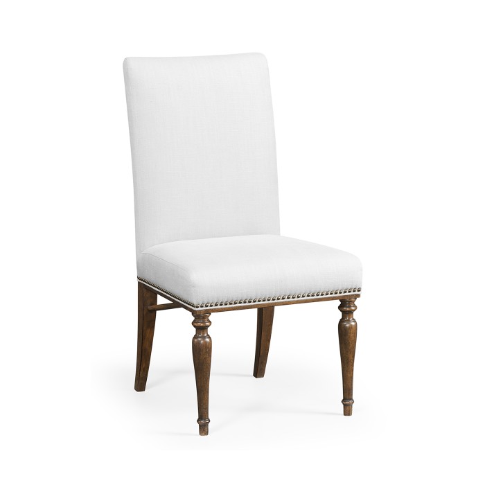 Square Back Bleached Crotch Walnut Dining Side Chair