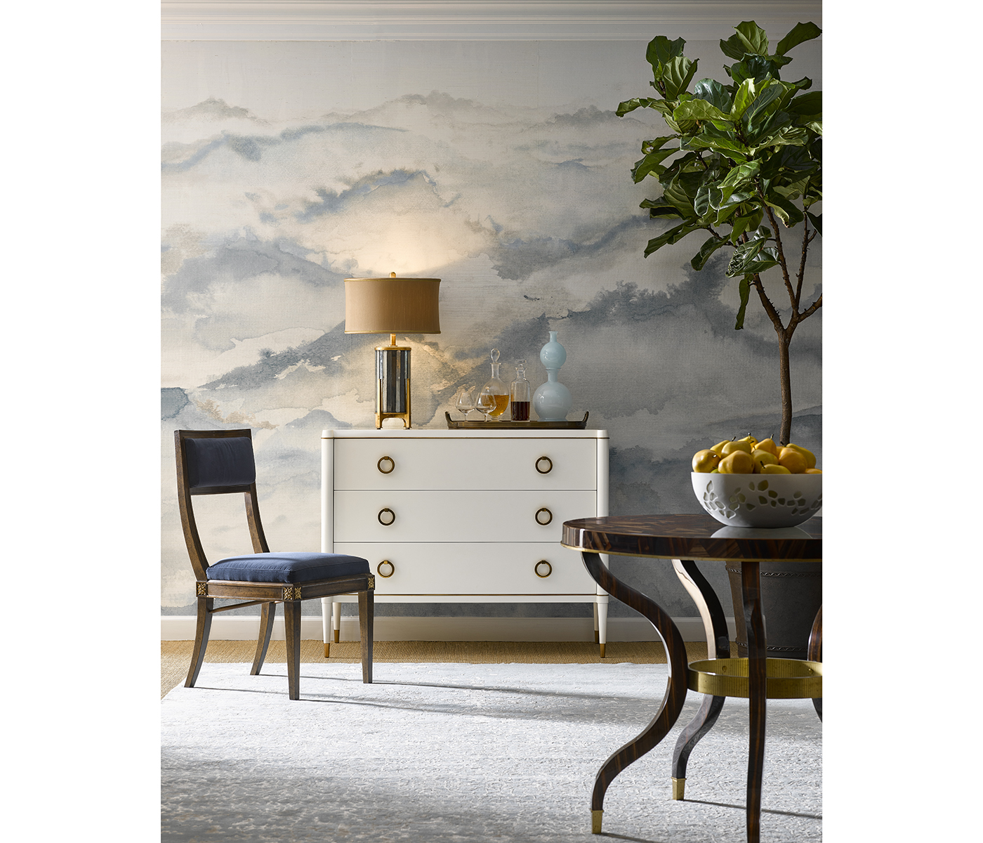 Open Back Bleached Crotch Walnut Dining Chair