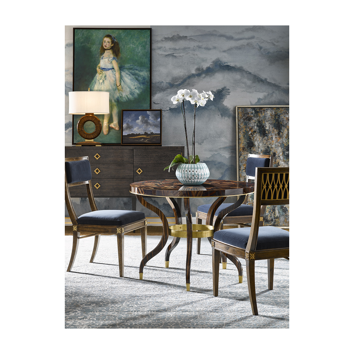 Open Back Bleached Crotch Walnut Dining Chair