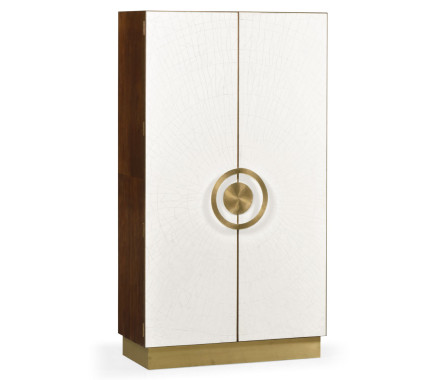 Walnut & Crackle Ceramic Lacquered Storage Cabinet