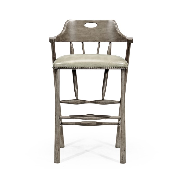 Smokers Style Antique Dark Grey Bar Stool