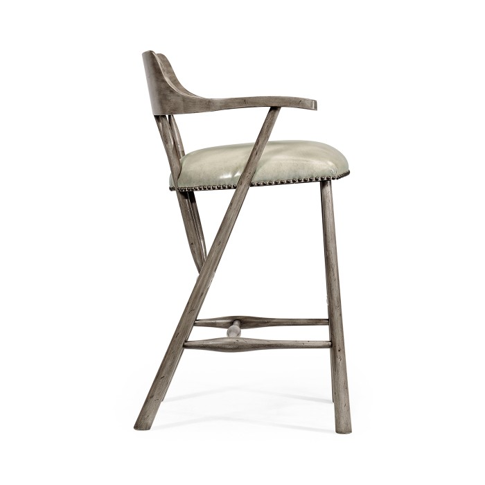 Smokers Style Antique Dark Grey Bar Stool