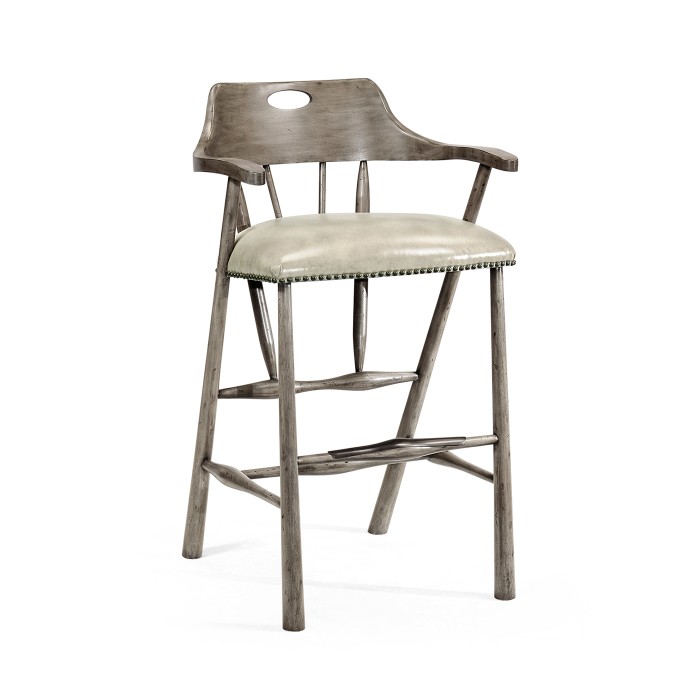 Smokers Style Antique Dark Grey Bar Stool