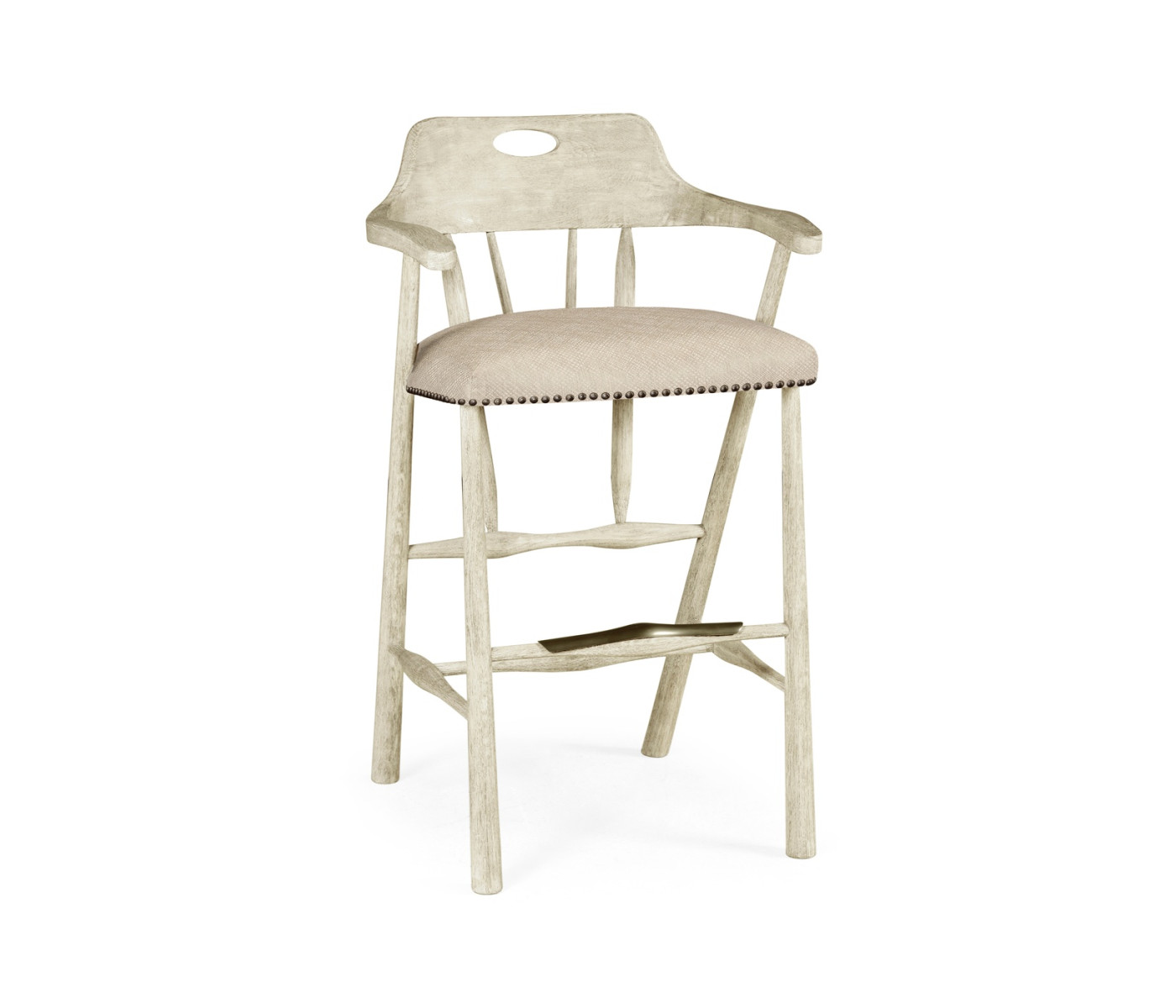Smokers Style Whitewash Driftwood Bar Stool