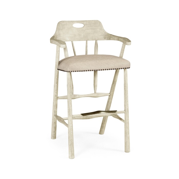 Smokers Style Whitewash Driftwood Bar Stool