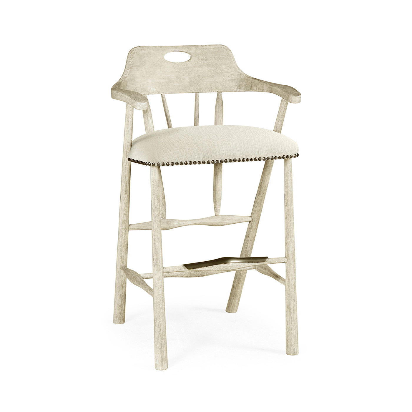Smokers Style Whitewash Driftwood Bar Stool