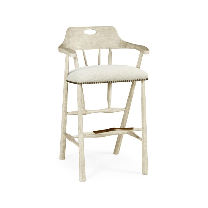 Smokers Style Whitewash Driftwood Bar Stool