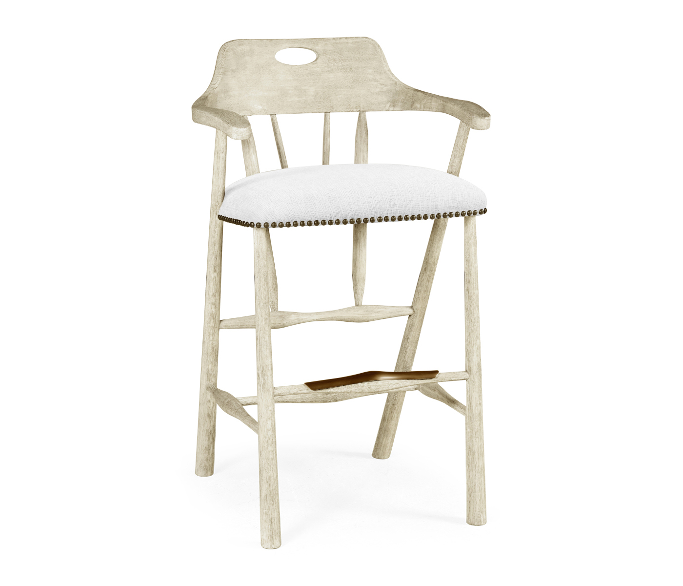 Smokers Style Whitewash Driftwood Bar Stool