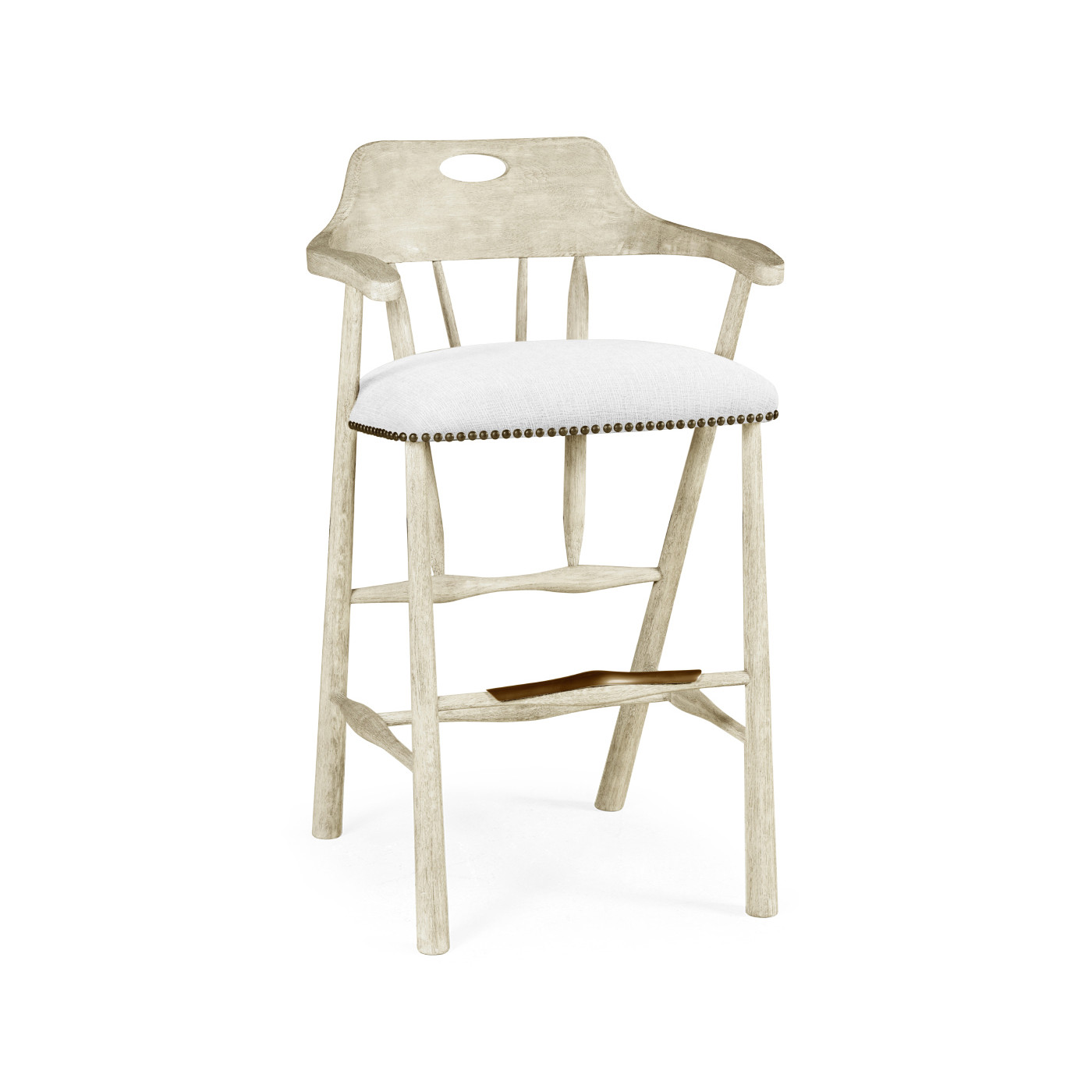 Smokers Style Whitewash Driftwood Bar Stool