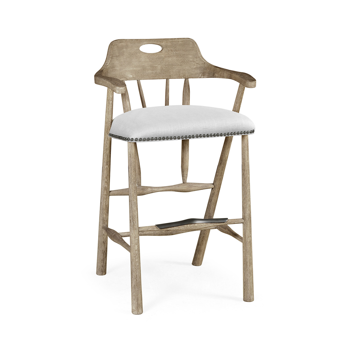 Smokers Style Grey Oak Bar Stool