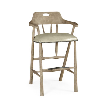 Smokers Style Grey Oak Bar Stool
