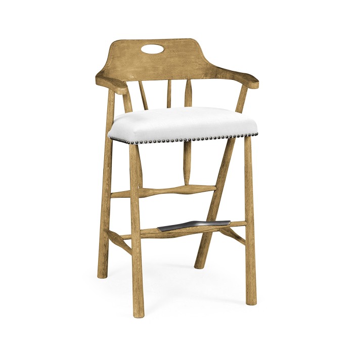 Smokers Style Natural Oak Bar Stool