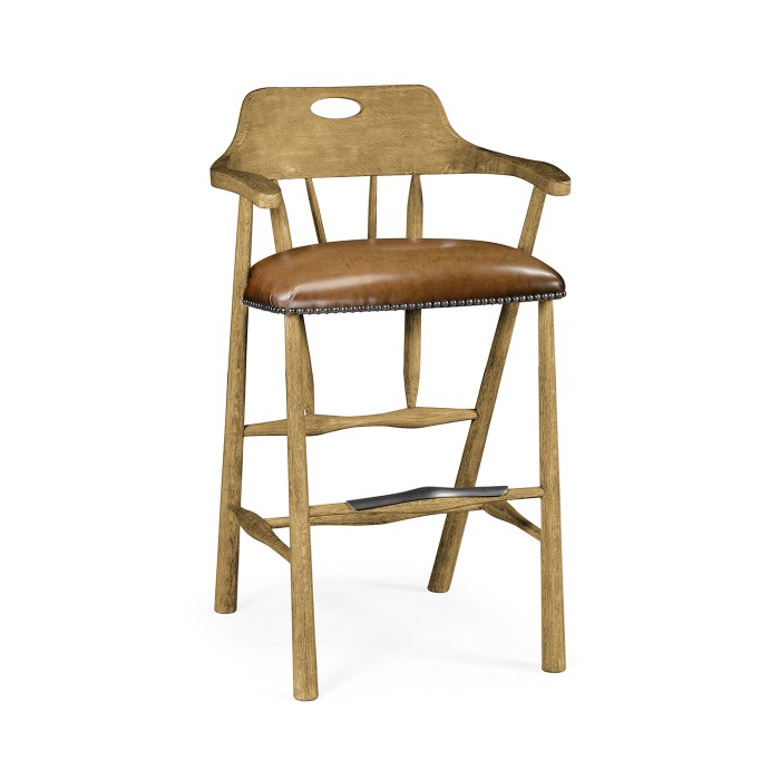 Smokers Style Natural Oak Bar Stool