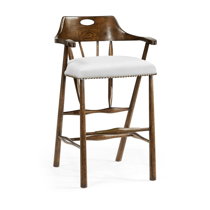Smokers Style Dark Oak Bar Stool