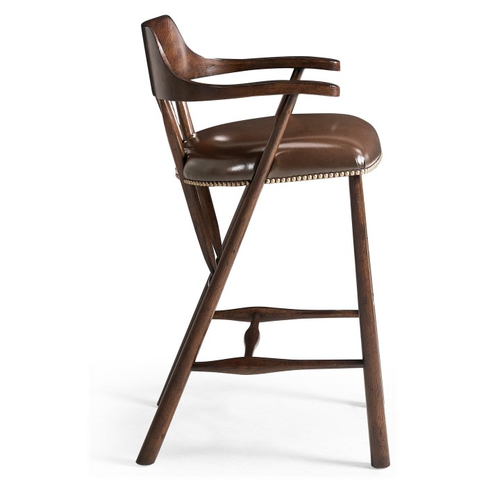 Smokers Style Dark Oak Bar Stool