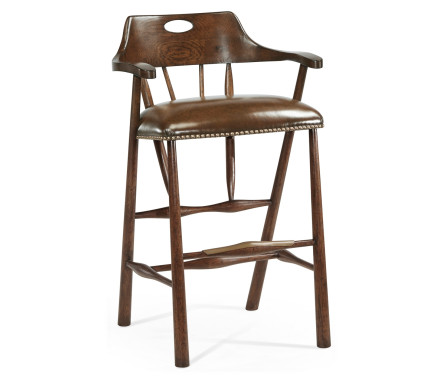 Smokers Style Dark Oak Bar Stool