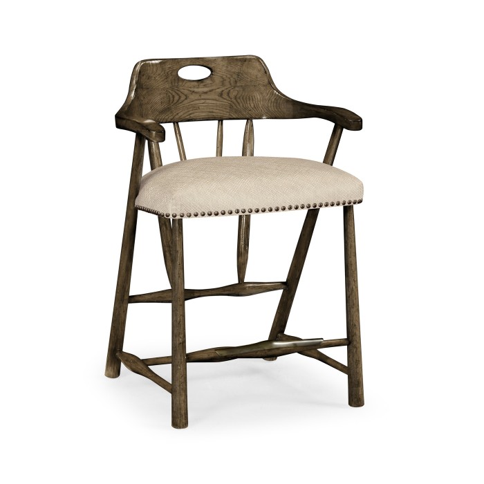 Smokers Style Dark Driftwood Counter Stool