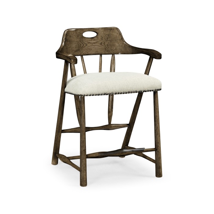 Smokers Style Dark Driftwood Counter Stool