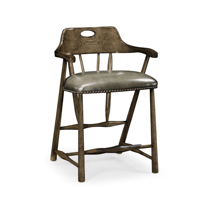 Smokers Style Dark Driftwood Counter Stool