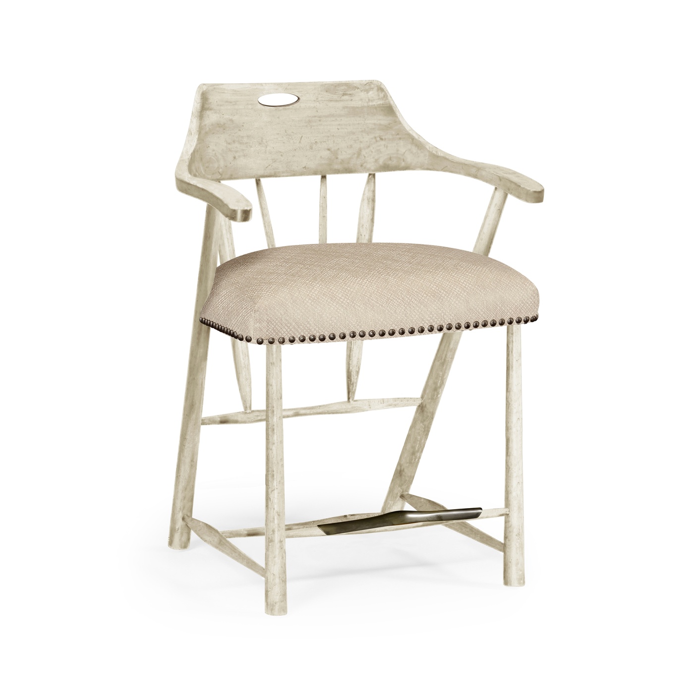 Smokers Style Whitewash Driftwood Counter Stool