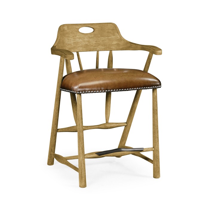 Smokers Style Natural Oak Counter Stool