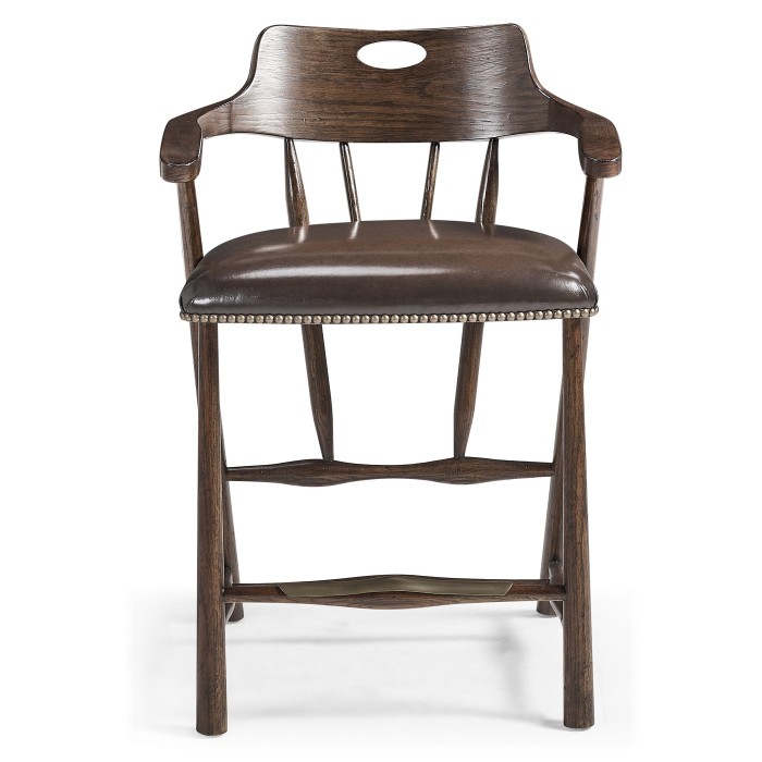Smokers Style Dark Oak Counter Stool