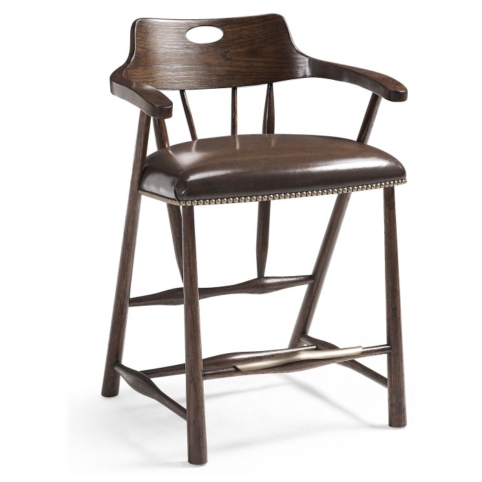 Smokers Style Dark Oak Counter Stool