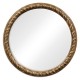 Large Round English Brown Oak Hanging Mirror