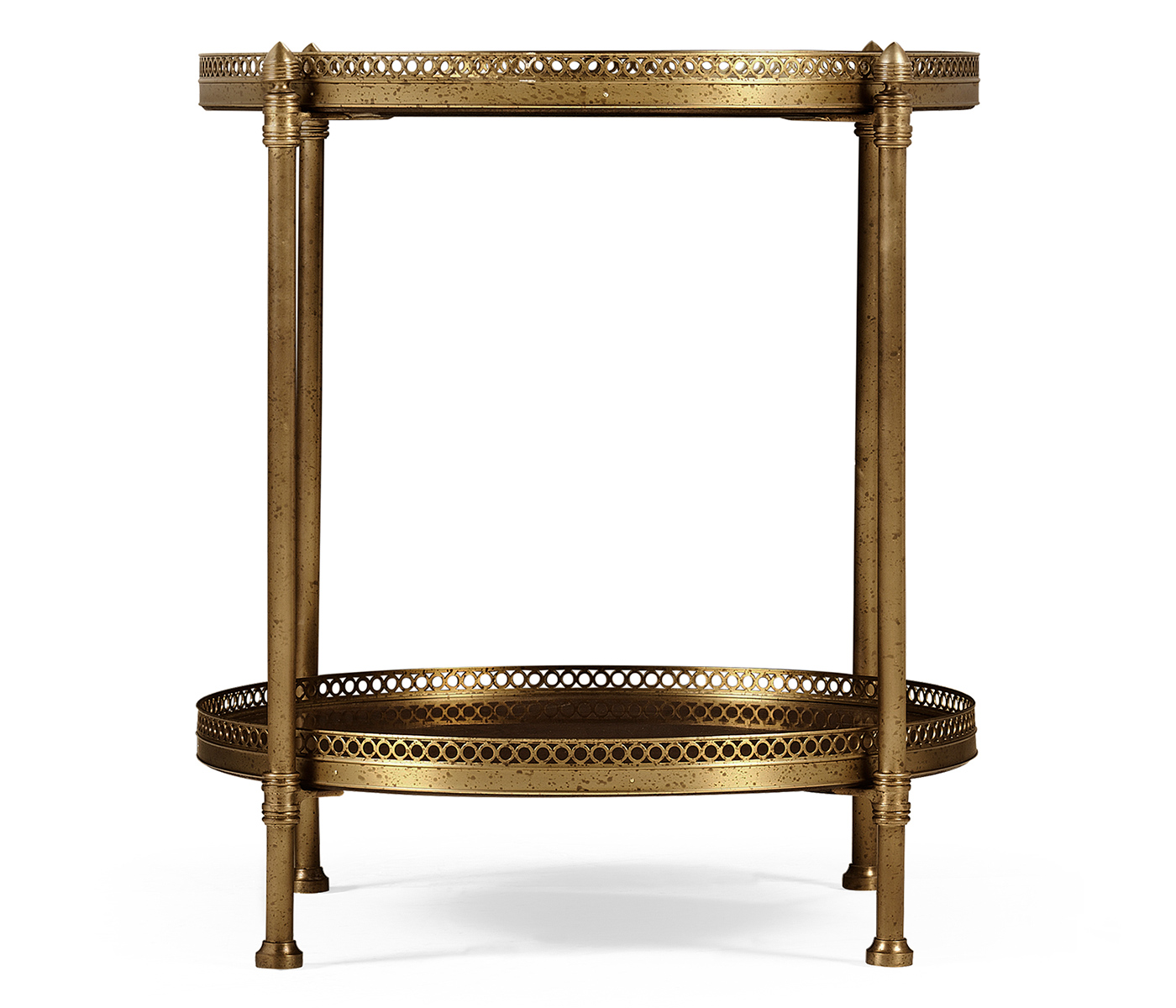 Round Light Brown Mahogany & Brass End Table
