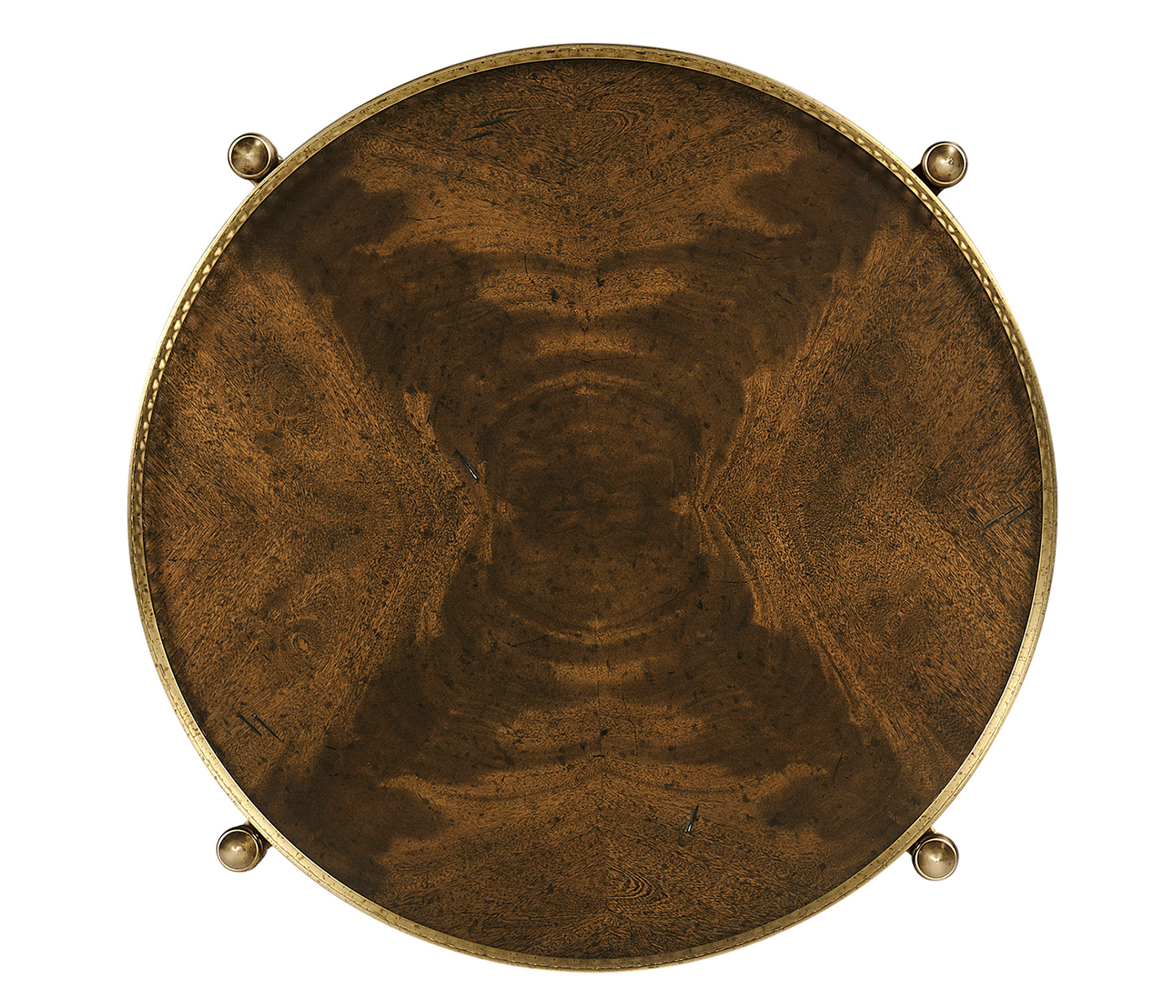 Round Light Brown Mahogany & Brass End Table