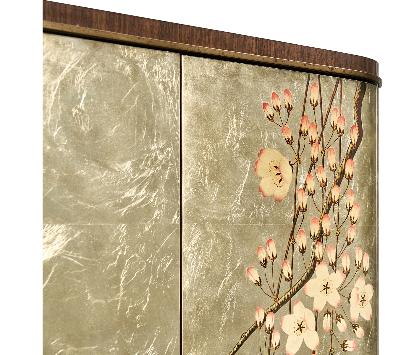 Handpainted on Light Gold Foil Drinks Cabinet
