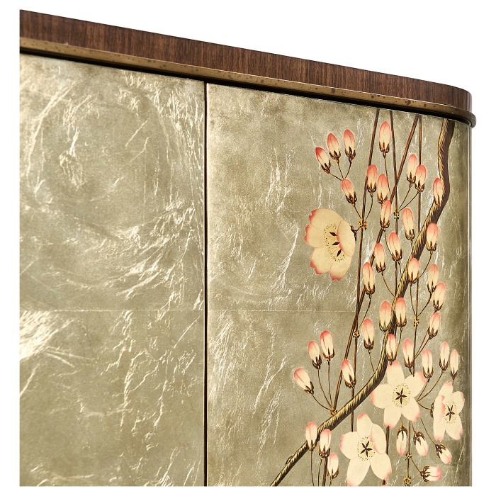Handpainted on Light Gold Foil Drinks Cabinet